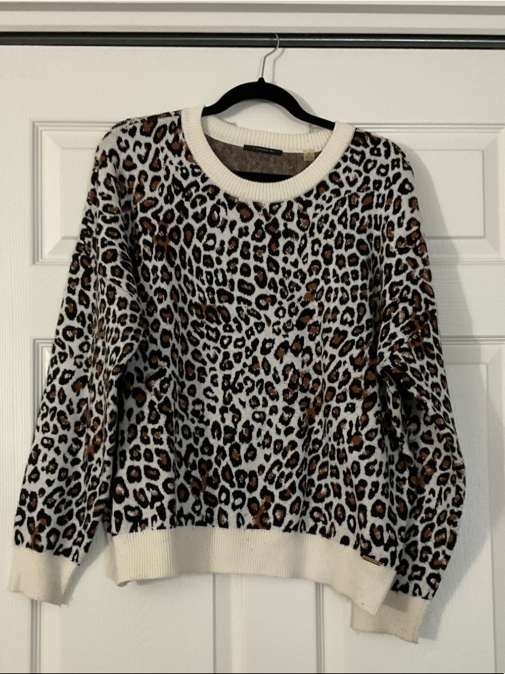 Nordstrom Leopard Print Crewneck Sweater - Cream/Brown/Black